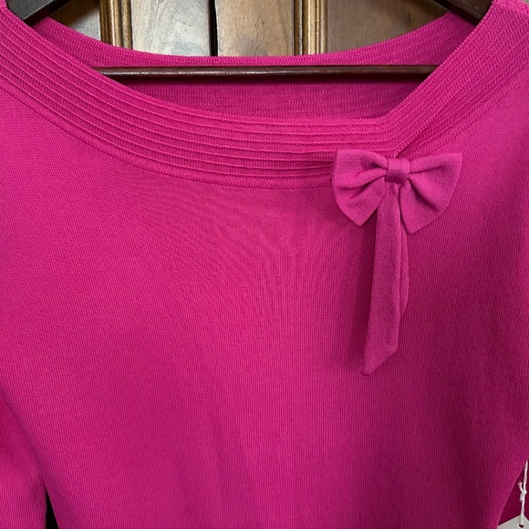 Joseph A Fuchsia Pink 3/4" Sleeve Elegant Women's Top With Bow Size M NWT - Picture 6 of 14